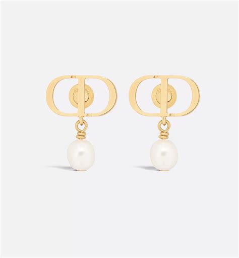 petit cd earrings gold-finish metal and white resin pearls